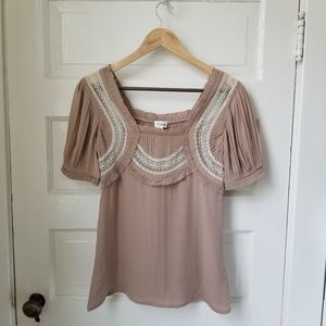Temperley London taupe silk tunic blouse US sz 4